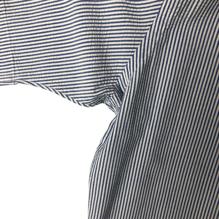 Ralph Lauren Classic Fit Seersucker Short Sleeve Button Down Striped Shirt Men's XL cotton Blue type light blue Vintage Second Hand