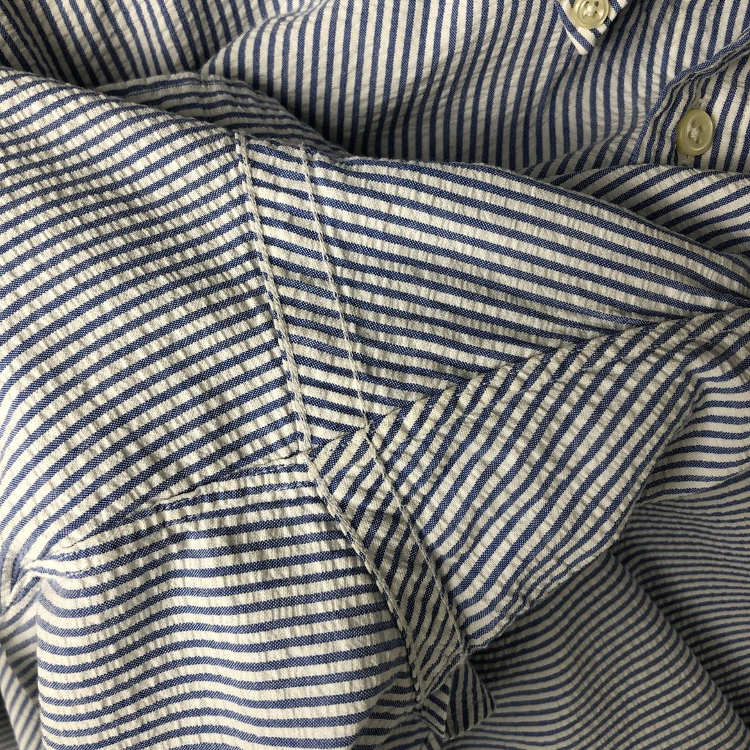 Ralph Lauren Classic Fit Seersucker Short Sleeve Button Down Striped Shirt Men's XL cotton Blue type light blue Vintage Second Hand