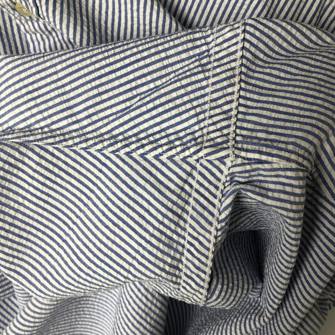 Ralph Lauren Classic Fit Seersucker Short Sleeve Button Down Striped Shirt Men's XL cotton Blue type light blue Vintage Second Hand