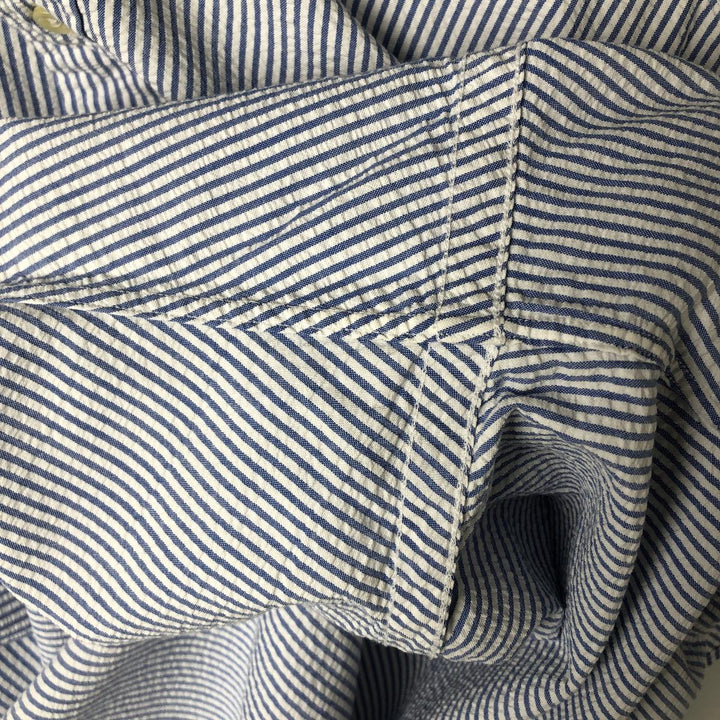 Ralph Lauren Classic Fit Seersucker Short Sleeve Button Down Striped Shirt Men's XL cotton Blue type light blue Vintage Second Hand