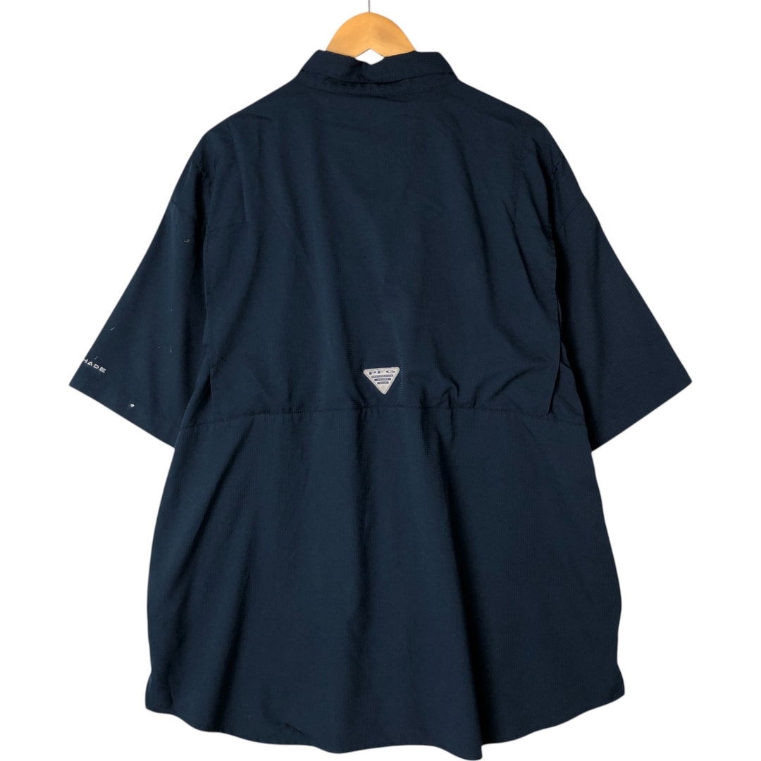 Columbia PFG OMNI-SHADE Button-down Short Sleeve Fishing Shirt, Men's XXL polyester navy blue type Vintage Second Hand