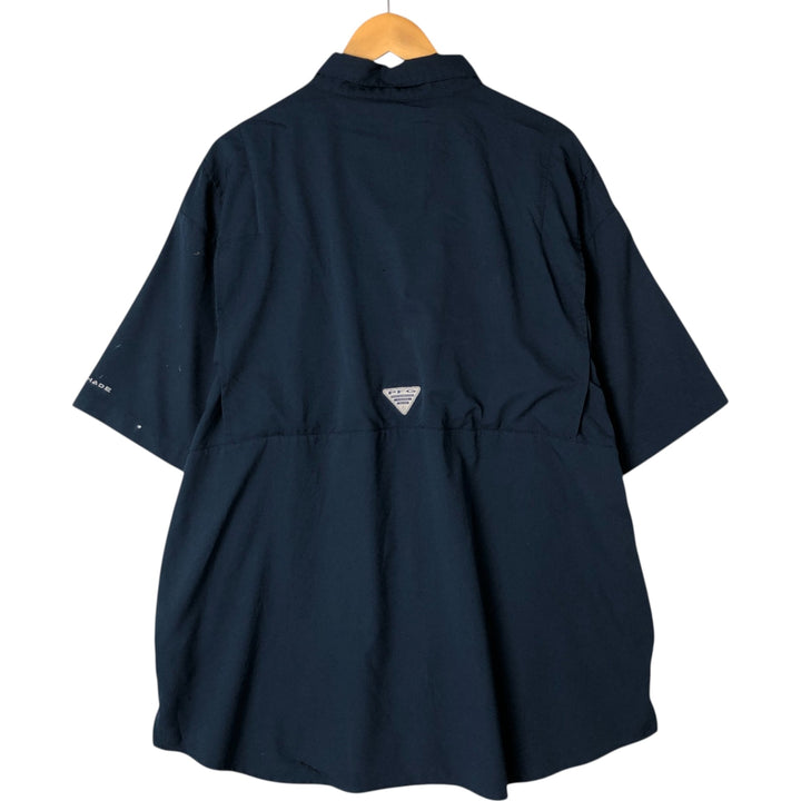 Columbia PFG OMNI-SHADE Button-down Short Sleeve Fishing Shirt, Men's XXL polyester navy blue type Vintage Second Hand
