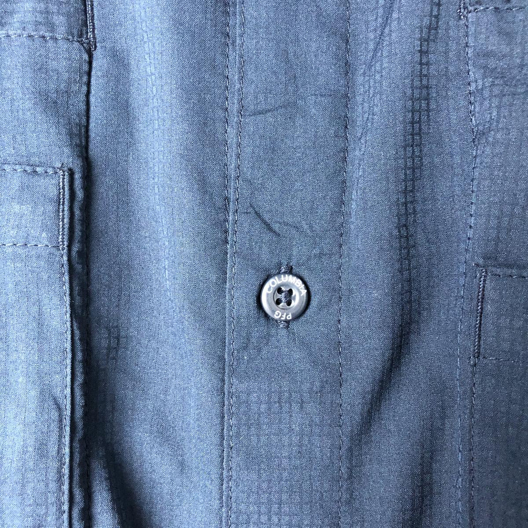 Columbia PFG OMNI-SHADE Button-down Short Sleeve Fishing Shirt, Men's XXL polyester navy blue type Vintage Second Hand