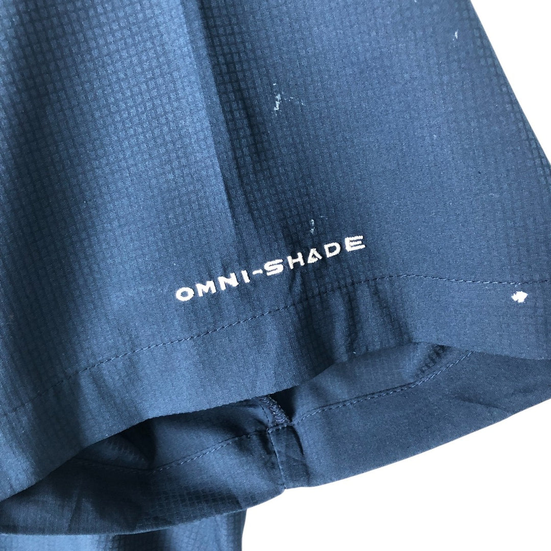 Columbia PFG OMNI-SHADE Button-down Short Sleeve Fishing Shirt, Men's XXL polyester navy blue type Vintage Second Hand