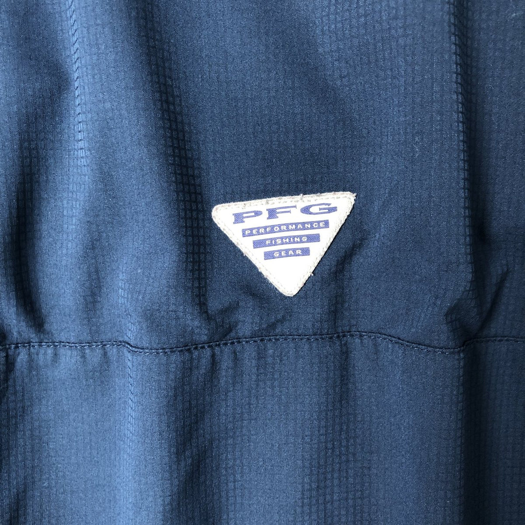Columbia PFG OMNI-SHADE Button-down Short Sleeve Fishing Shirt, Men's XXL polyester navy blue type Vintage Second Hand