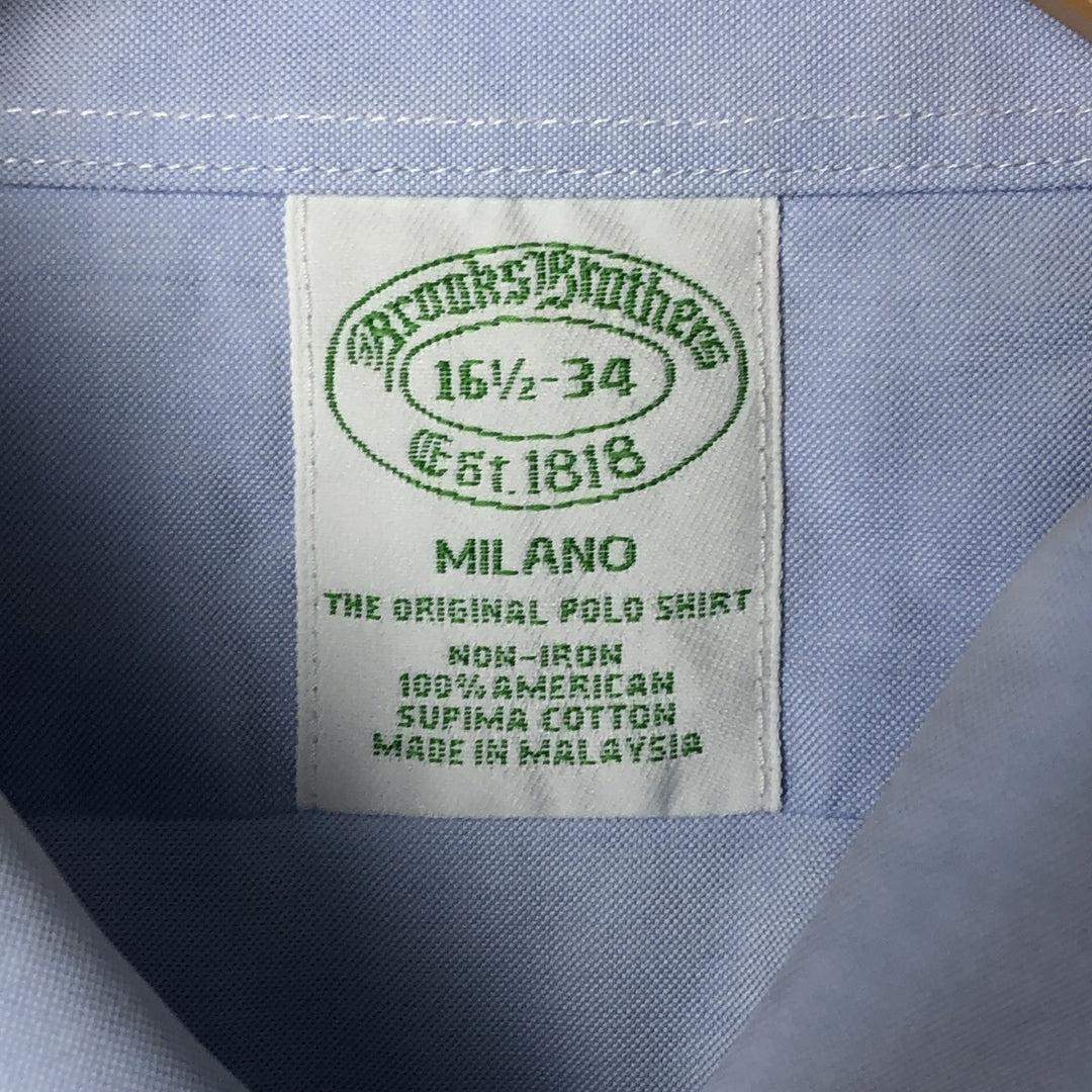 Brooks Brothers Est.1818 Milano Long Sleeve Button Down Shirt, Men's Size L Supima Cotton Blue type light blue Vintage Second Hand