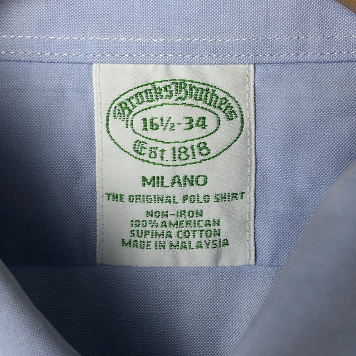 Brooks Brothers Est.1818 Milano Long Sleeve Button Down Shirt, Men's Size L Supima Cotton Blue type light blue Vintage Second Hand