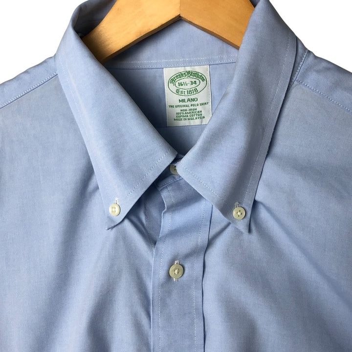 Brooks Brothers Est.1818 Milano Long Sleeve Button Down Shirt, Men's Size L Supima Cotton Blue type light blue Vintage Second Hand