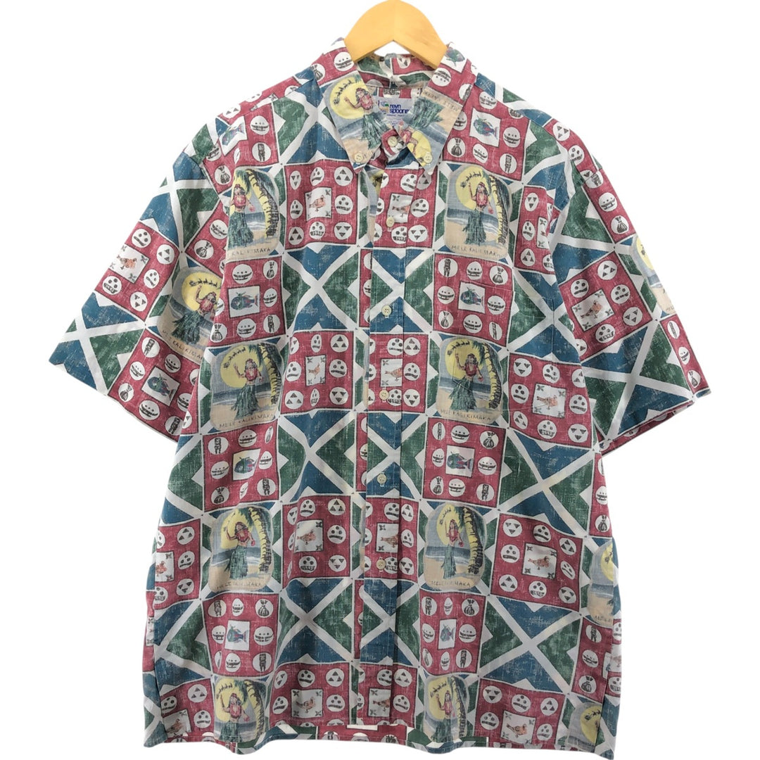 90'S Reyn Spooner Bikini Tag All-Over Print Lahaina Sailor Button-Down Hawaiian Aloha Shirt Made in Hawaii Men's XL cotton multicolor Vintage Second Hand
