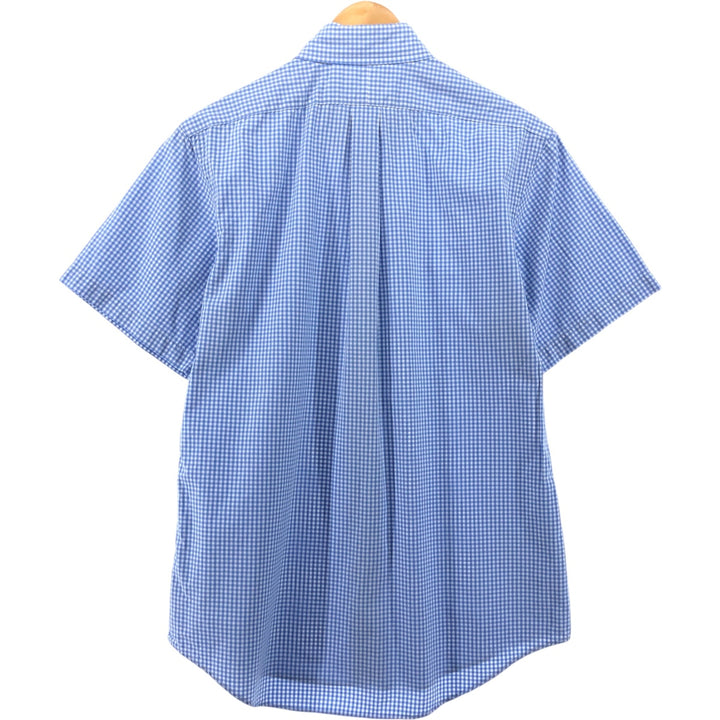 POLO by Ralph Lauren CUSTOM FIT Gingham Check Short Sleeve Button Down Check Shirt Men's M Size cotton blue type Vintage Second Hand