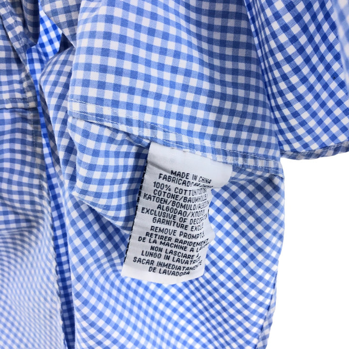POLO by Ralph Lauren CUSTOM FIT Gingham Check Short Sleeve Button Down Check Shirt Men's M Size cotton blue type Vintage Second Hand