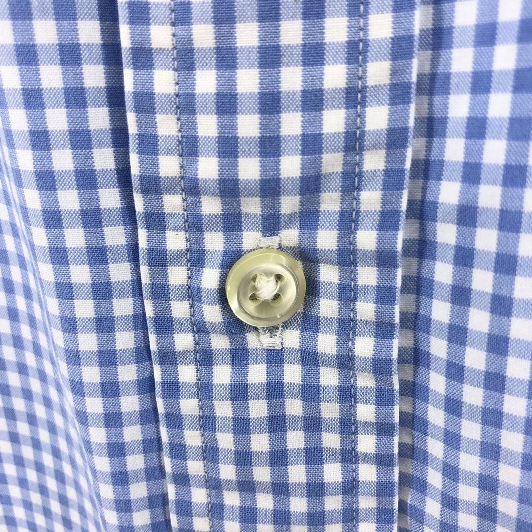 POLO by Ralph Lauren CUSTOM FIT Gingham Check Short Sleeve Button Down Check Shirt Men's M Size cotton blue type Vintage Second Hand