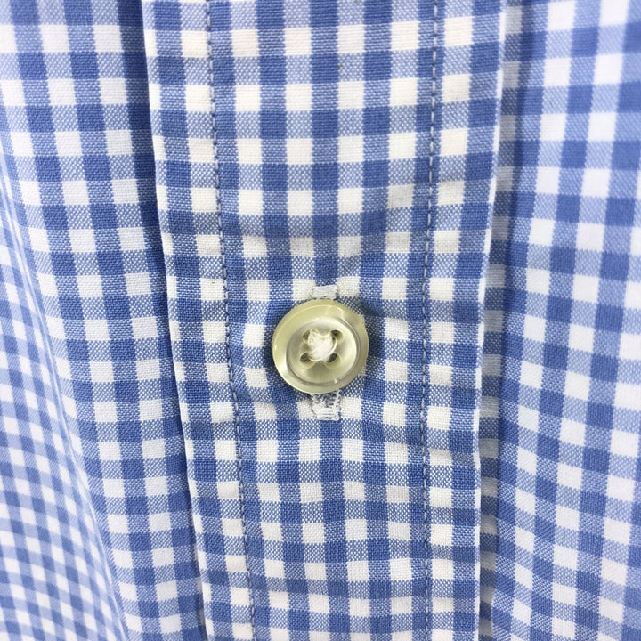 POLO by Ralph Lauren CUSTOM FIT Gingham Check Short Sleeve Button Down Check Shirt Men's M Size cotton blue type Vintage Second Hand