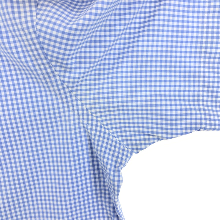 POLO by Ralph Lauren CUSTOM FIT Gingham Check Short Sleeve Button Down Check Shirt Men's M Size cotton blue type Vintage Second Hand