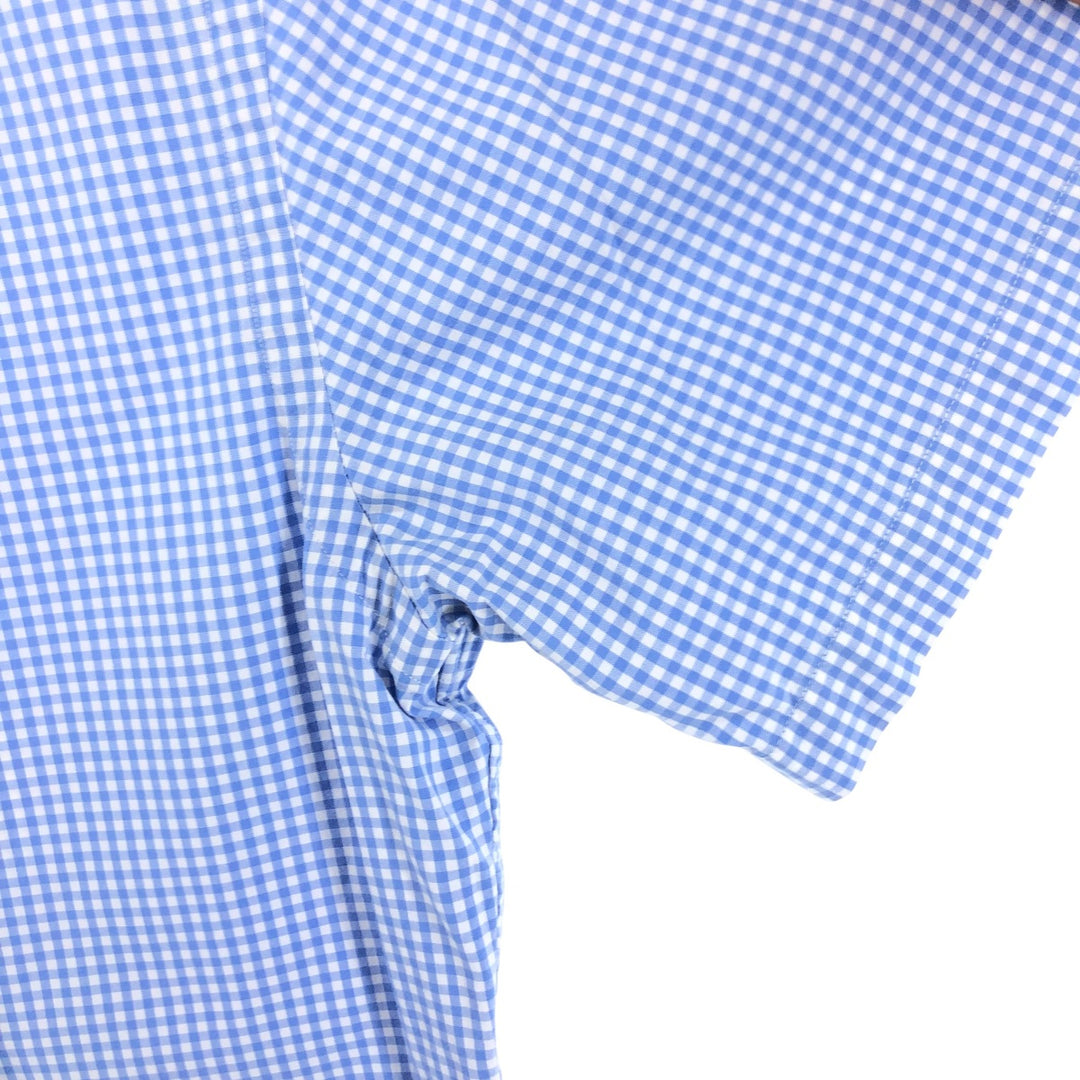 POLO by Ralph Lauren CUSTOM FIT Gingham Check Short Sleeve Button Down Check Shirt Men's M Size cotton blue type Vintage Second Hand