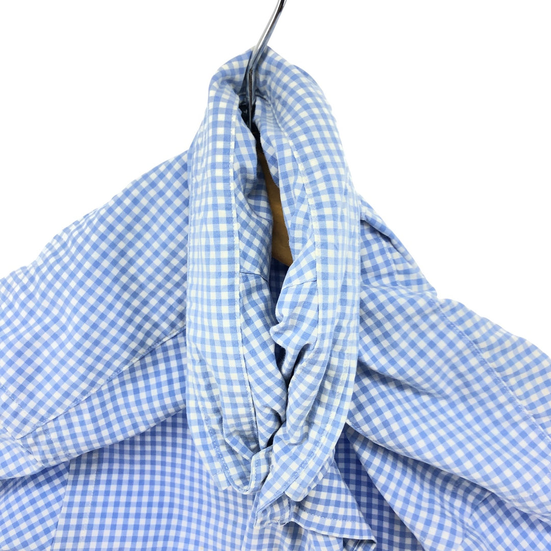 POLO by Ralph Lauren CUSTOM FIT Gingham Check Short Sleeve Button Down Check Shirt Men's M Size cotton blue type Vintage Second Hand