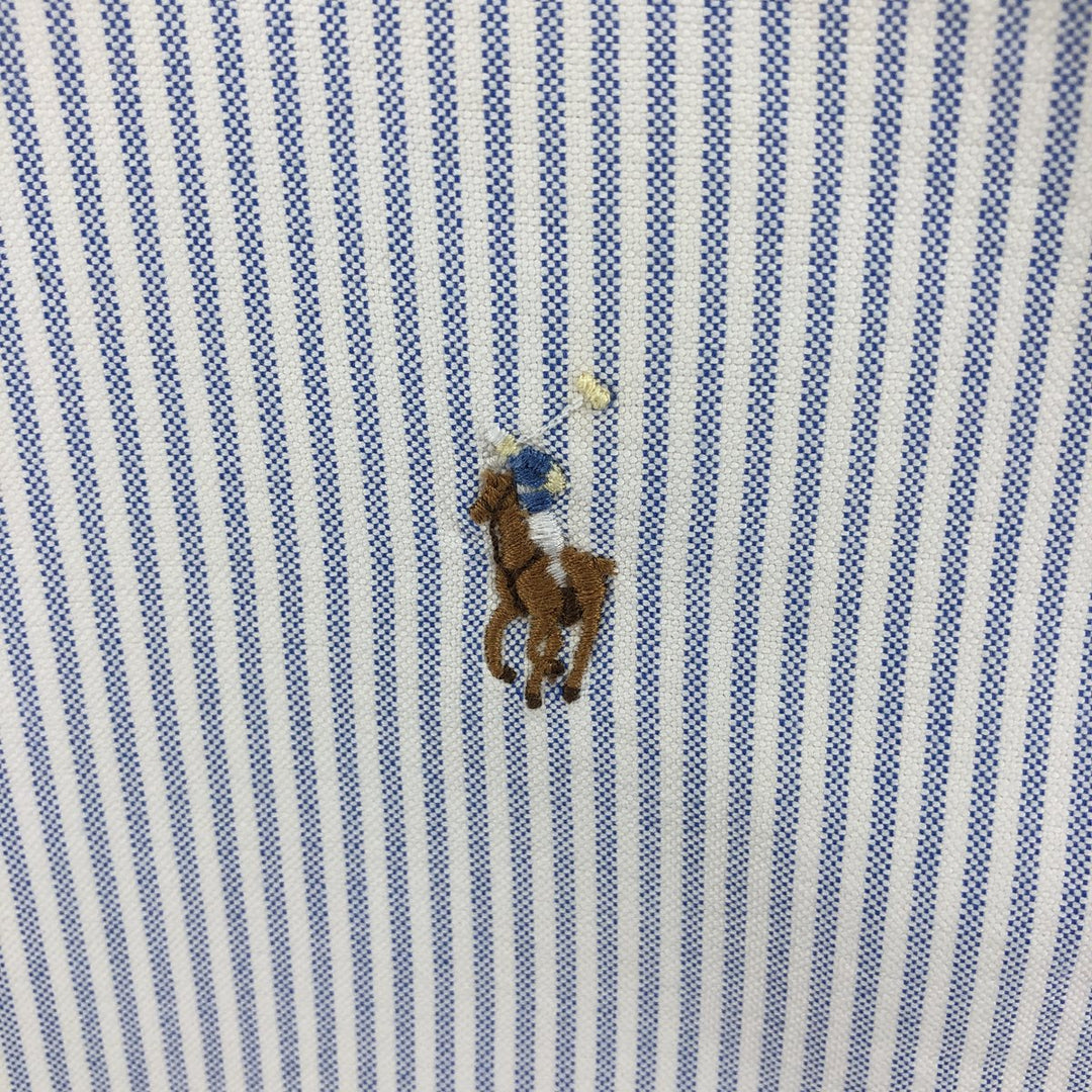 Ralph Lauren Classic Fit Short Sleeve Button Down Striped Shirt Men's XL cotton Blue type light blue Vintage Second Hand