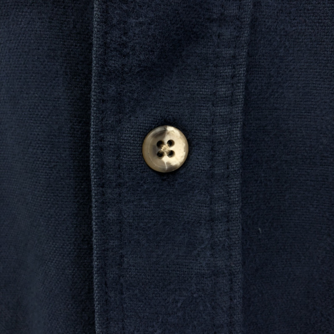 80s~ Eddie Bauer Black Tag Long Sleeve Chamois Cloth Shirt Made in USA Men's L Size Vintage cotton navy blue type Vintage Second Hand