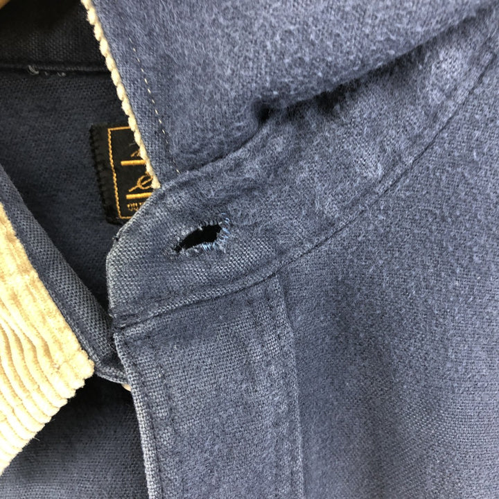 80s~ Eddie Bauer Black Tag Long Sleeve Chamois Cloth Shirt Made in USA Men's L Size Vintage cotton navy blue type Vintage Second Hand