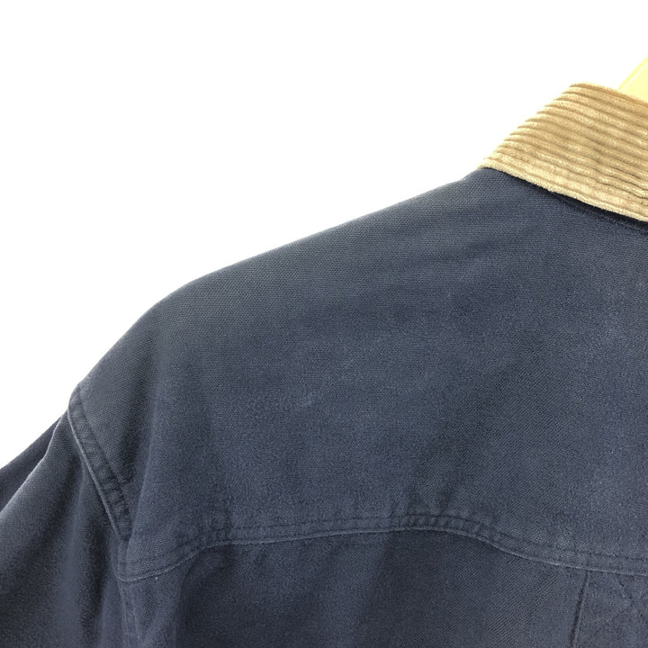 80s~ Eddie Bauer Black Tag Long Sleeve Chamois Cloth Shirt Made in USA Men's L Size Vintage cotton navy blue type Vintage Second Hand