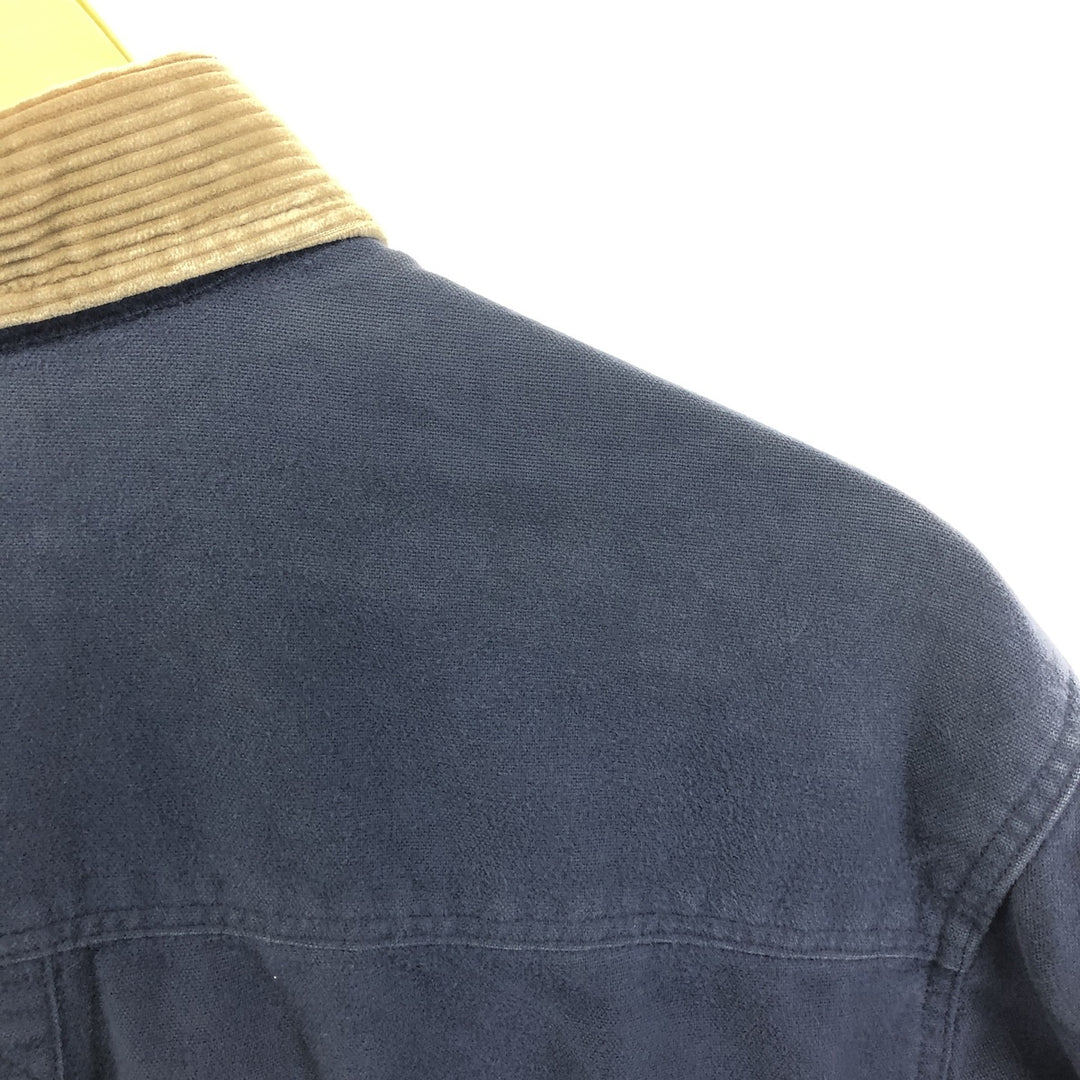80s~ Eddie Bauer Black Tag Long Sleeve Chamois Cloth Shirt Made in USA Men's L Size Vintage cotton navy blue type Vintage Second Hand