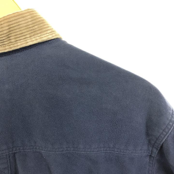 80s~ Eddie Bauer Black Tag Long Sleeve Chamois Cloth Shirt Made in USA Men's L Size Vintage cotton navy blue type Vintage Second Hand