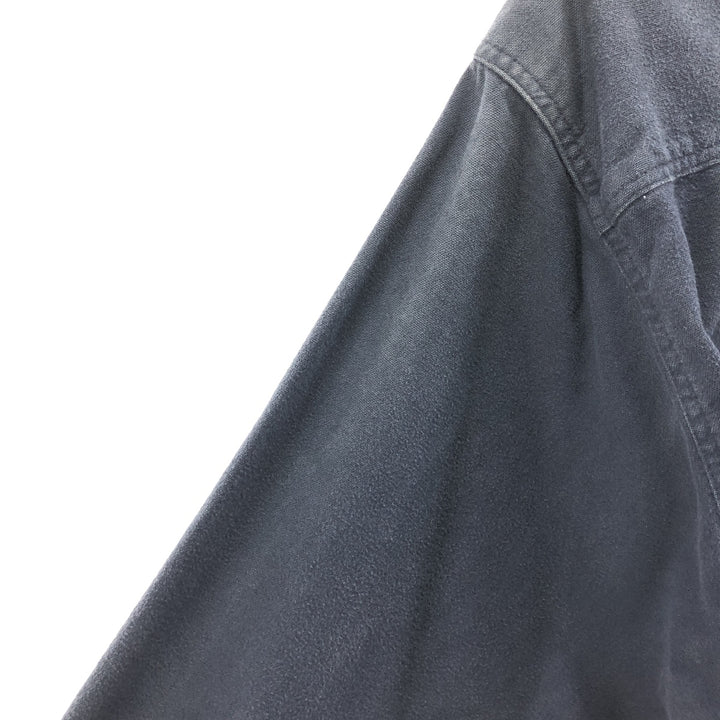 80s~ Eddie Bauer Black Tag Long Sleeve Chamois Cloth Shirt Made in USA Men's L Size Vintage cotton navy blue type Vintage Second Hand