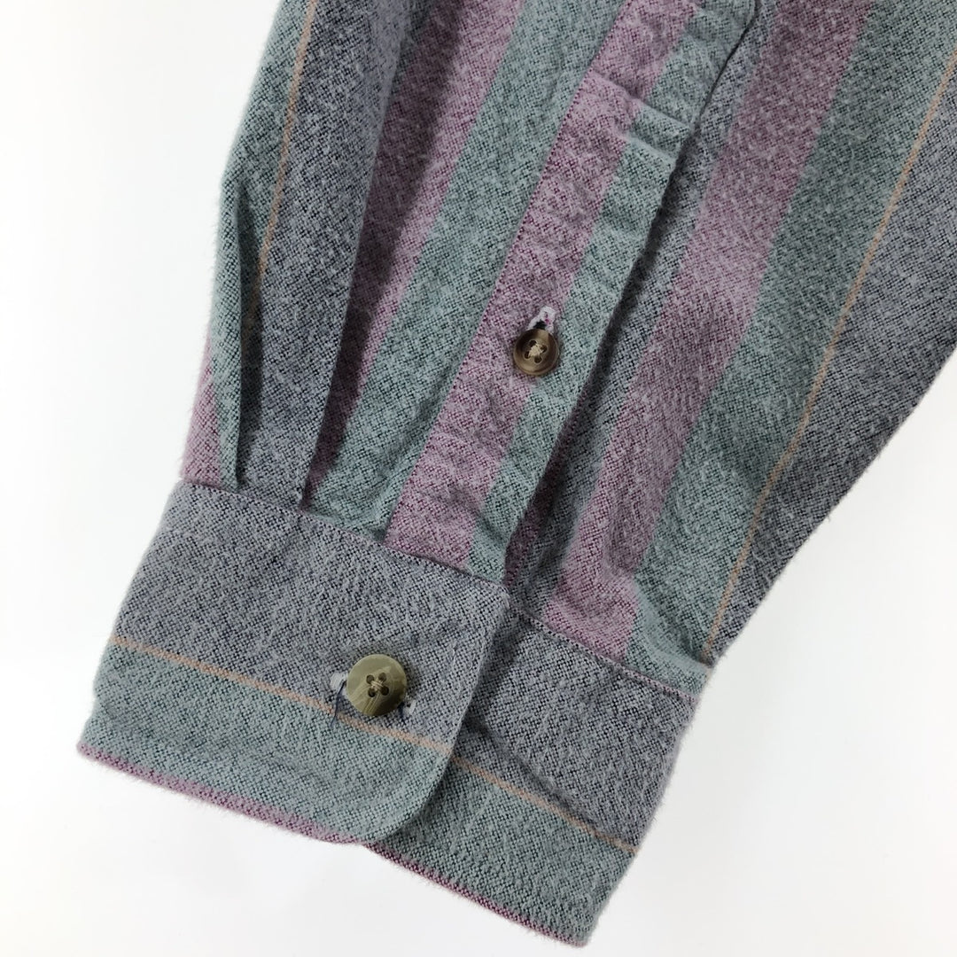 90'S St. John's Bay Stripe Pattern Long Sleeve Button Down Flannel Shirt Men's Size L Vintage cotton pink type Vintage Second Hand