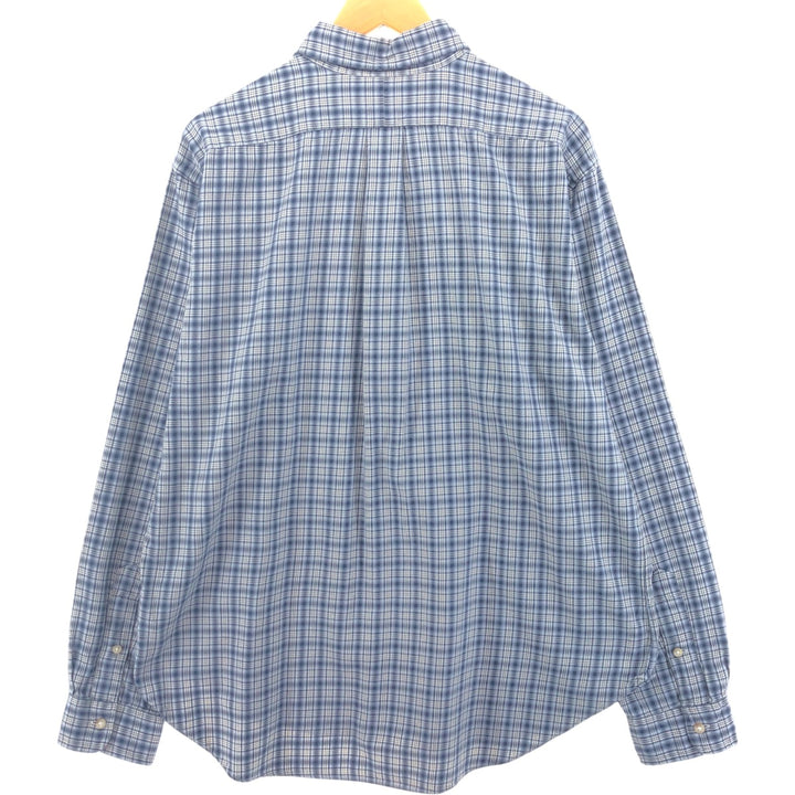 Ralph Lauren Classic Fit Long Sleeve Button Down Light Flannel Check Shirt Men's XL cotton navy blue type Vintage Second Hand