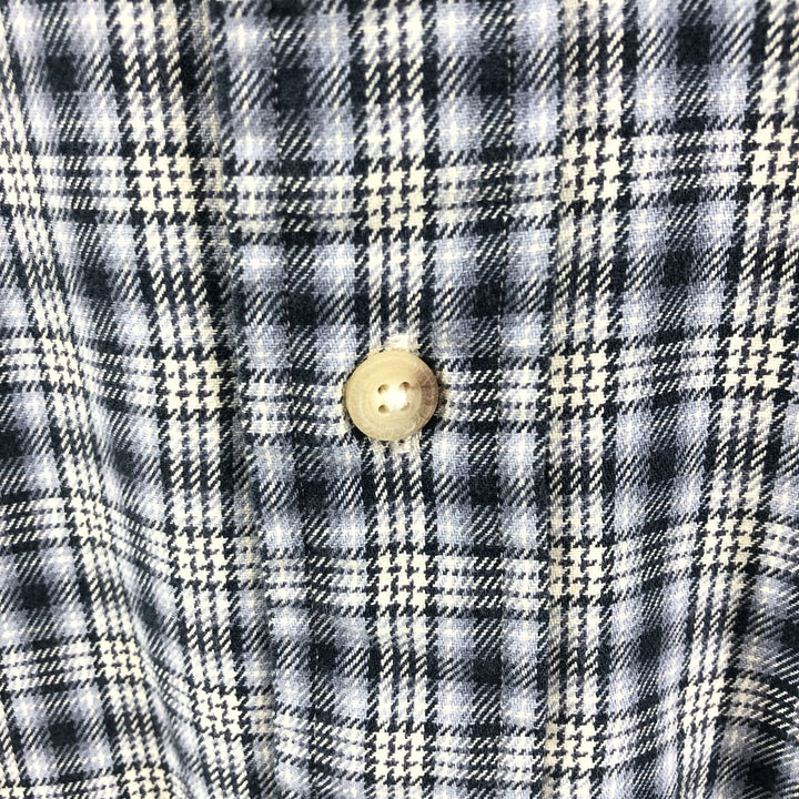 Ralph Lauren Classic Fit Long Sleeve Button Down Light Flannel Check Shirt Men's XL cotton navy blue type Vintage Second Hand
