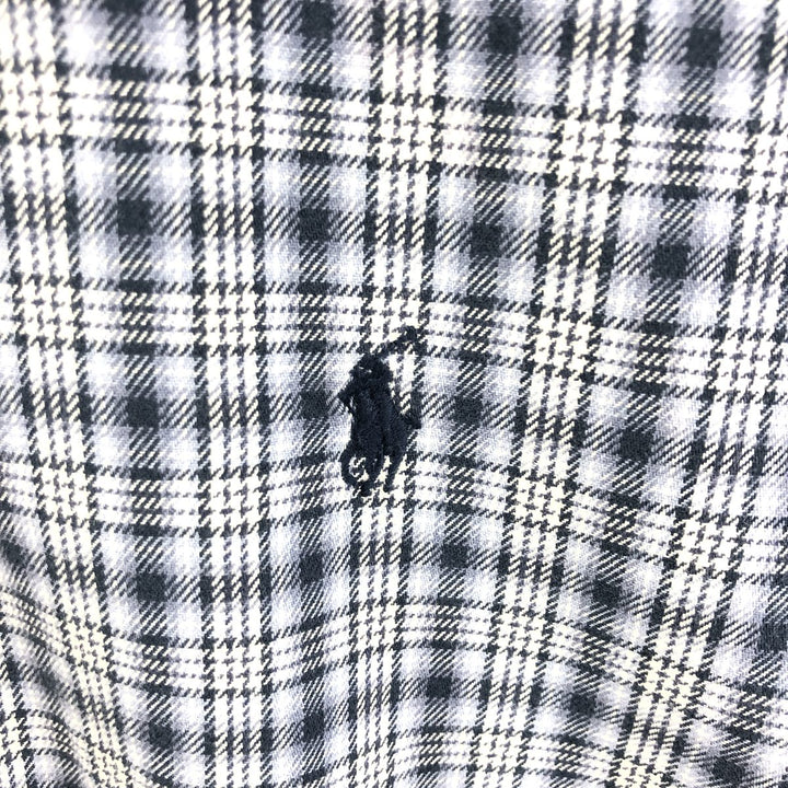 Ralph Lauren Classic Fit Long Sleeve Button Down Light Flannel Check Shirt Men's XL cotton navy blue type Vintage Second Hand