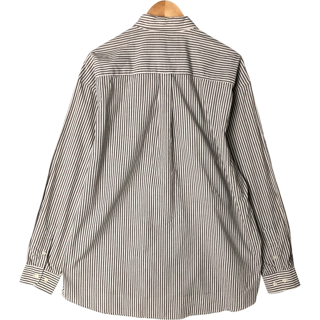 Ralph Lauren long sleeve button down striped shirt, men's XL size cotton brown type Vintage Second Hand