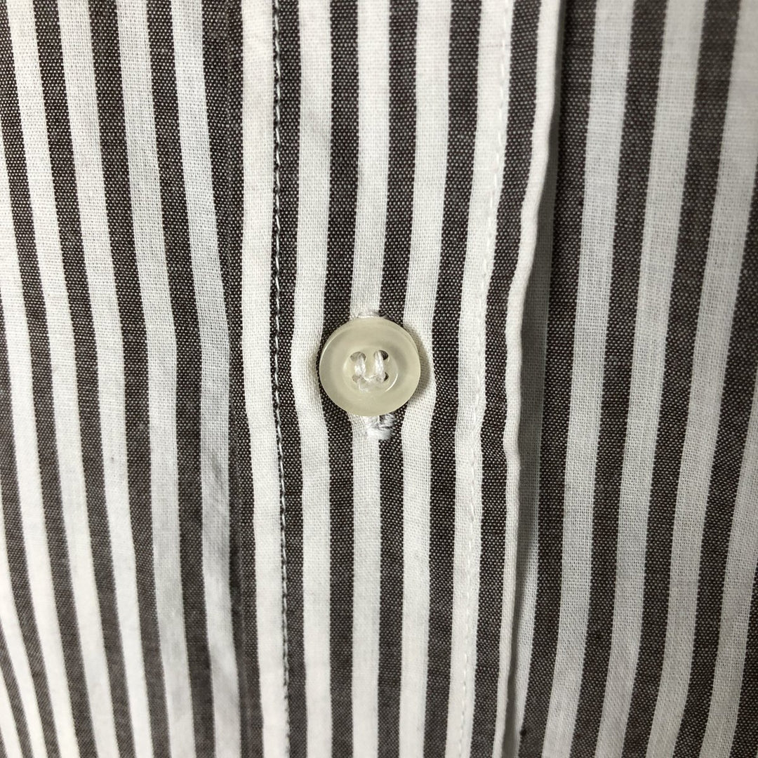 Ralph Lauren long sleeve button down striped shirt, men's XL size cotton brown type Vintage Second Hand
