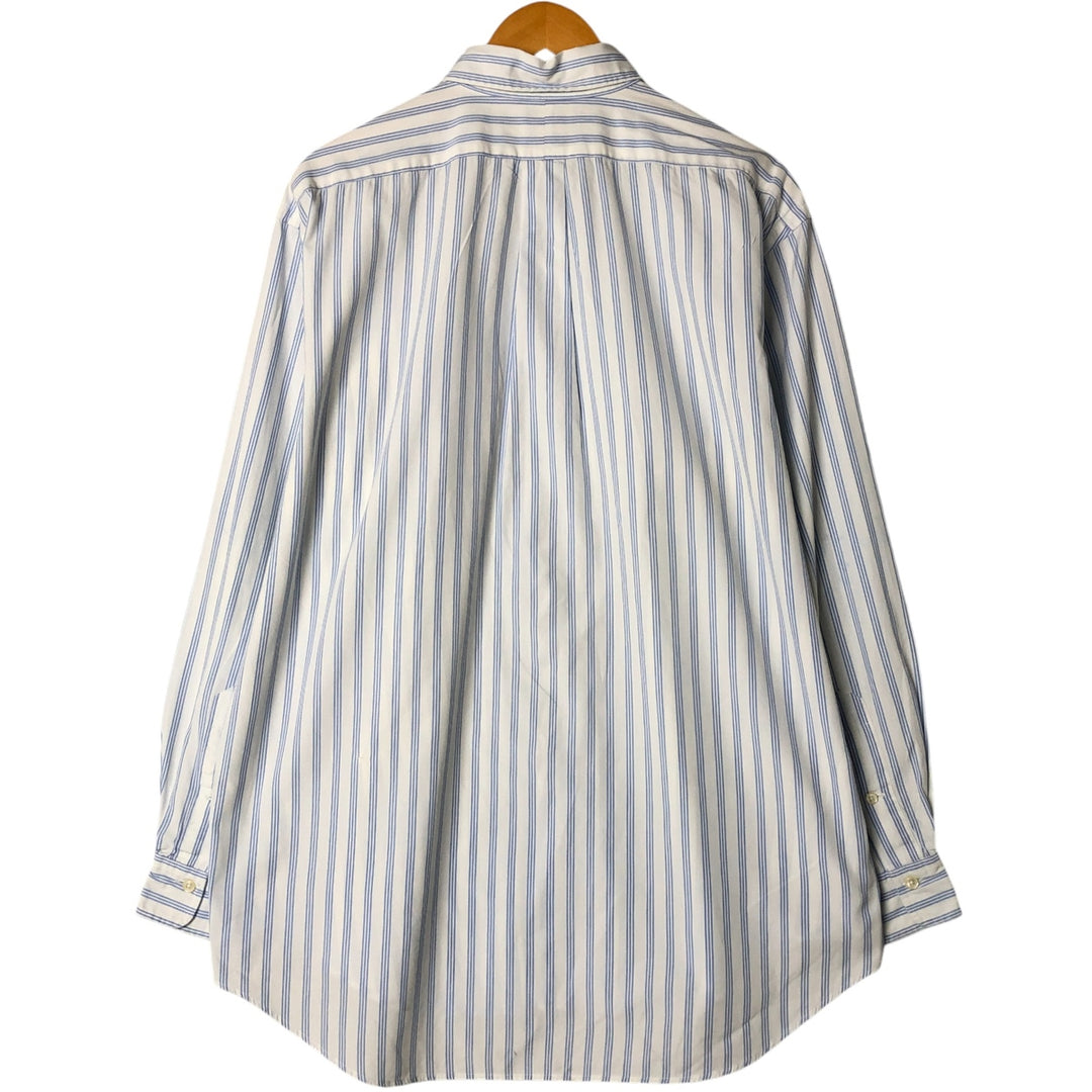 Ralph Lauren long sleeve button down striped shirt, men's size L cotton white type Vintage Second Hand