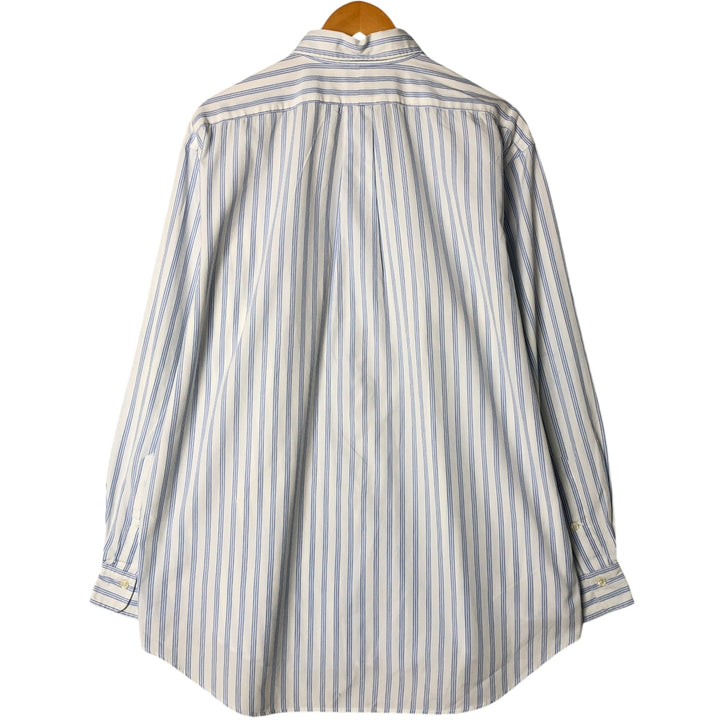Ralph Lauren long sleeve button down striped shirt, men's size L cotton white type Vintage Second Hand