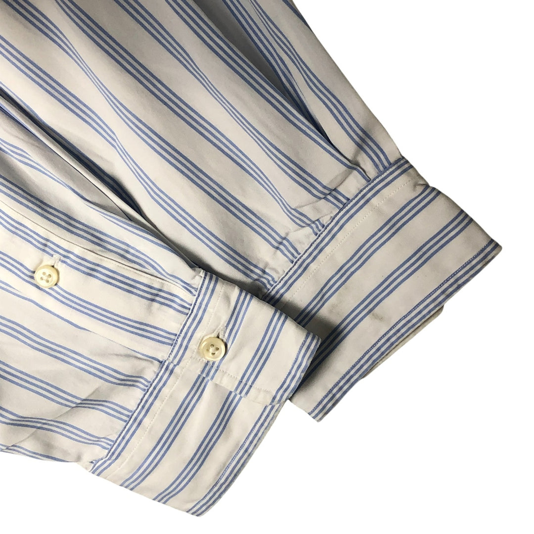 Ralph Lauren long sleeve button down striped shirt, men's size L cotton white type Vintage Second Hand