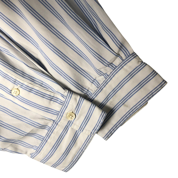 Ralph Lauren long sleeve button down striped shirt, men's size L cotton white type Vintage Second Hand