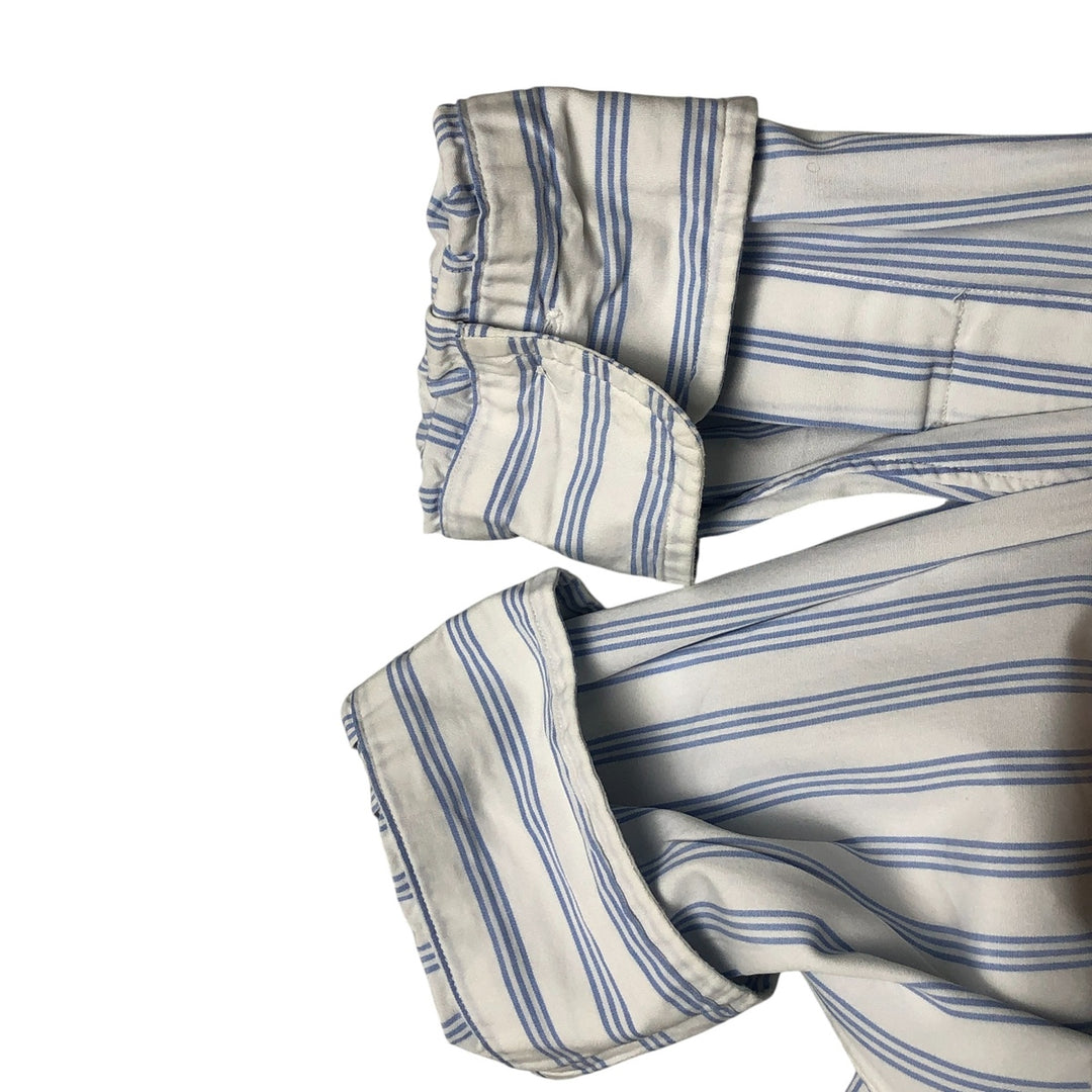 Ralph Lauren long sleeve button down striped shirt, men's size L cotton white type Vintage Second Hand