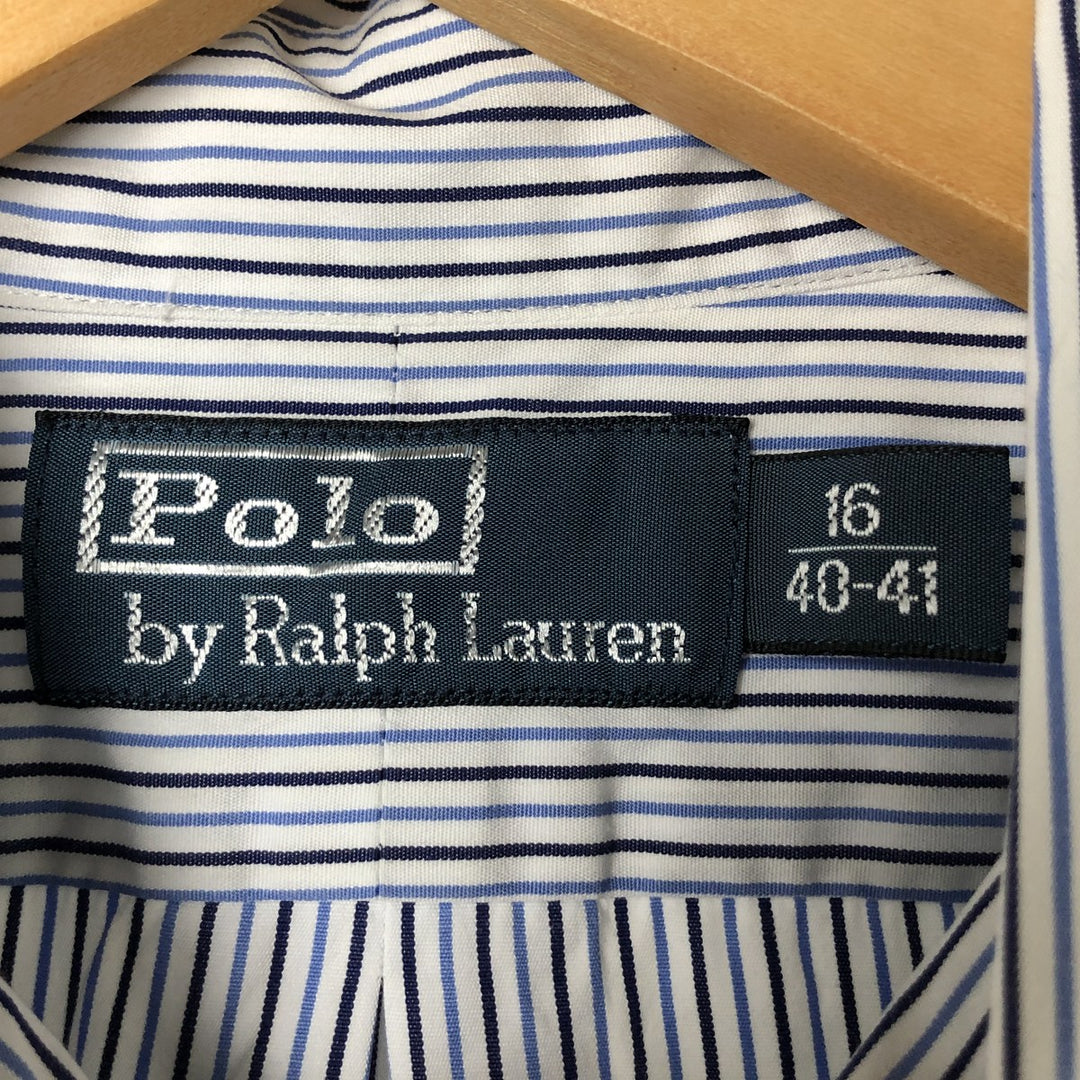 Ralph Lauren POLO by Ralph Lauren Long Sleeve Button-Down Striped Shirt Men's Size L cotton white type Vintage Second Hand