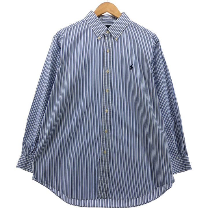 Ralph Lauren CLASSIC FIT Classic Fit Stripe Pattern Long Sleeve Button-Down Striped Shirt Men's L cotton blue type Vintage Second Hand