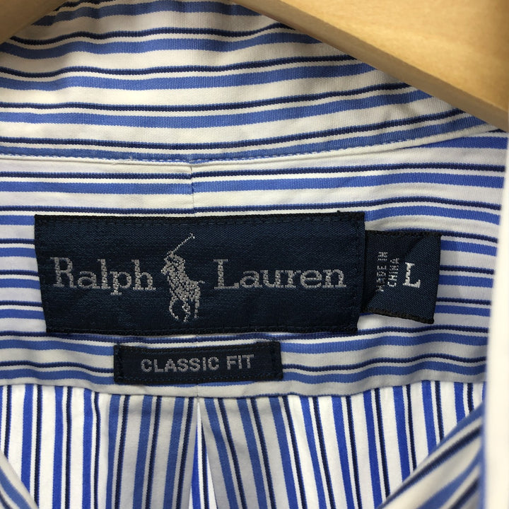 Ralph Lauren CLASSIC FIT Classic Fit Stripe Pattern Long Sleeve Button-Down Striped Shirt Men's L cotton blue type Vintage Second Hand