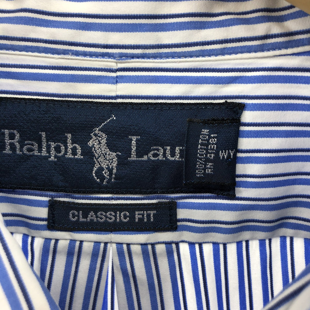 Ralph Lauren CLASSIC FIT Classic Fit Stripe Pattern Long Sleeve Button-Down Striped Shirt Men's L cotton blue type Vintage Second Hand