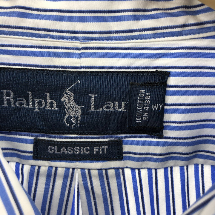 Ralph Lauren CLASSIC FIT Classic Fit Stripe Pattern Long Sleeve Button-Down Striped Shirt Men's L cotton blue type Vintage Second Hand