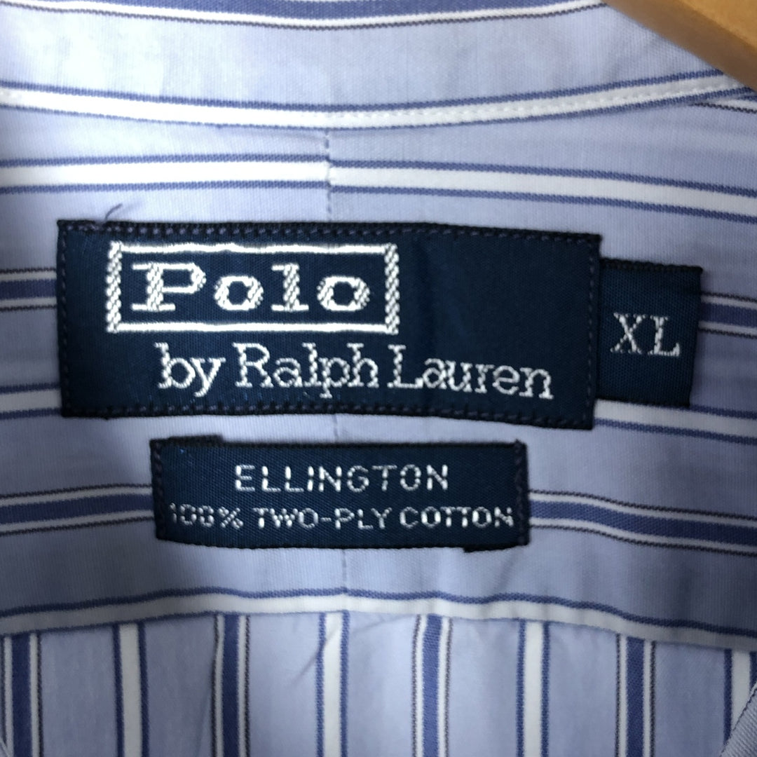 Ralph Lauren POLO by Ralph Lauren ELLINGTON short sleeve button down striped shirt men's XL size cotton blue type Vintage Second Hand