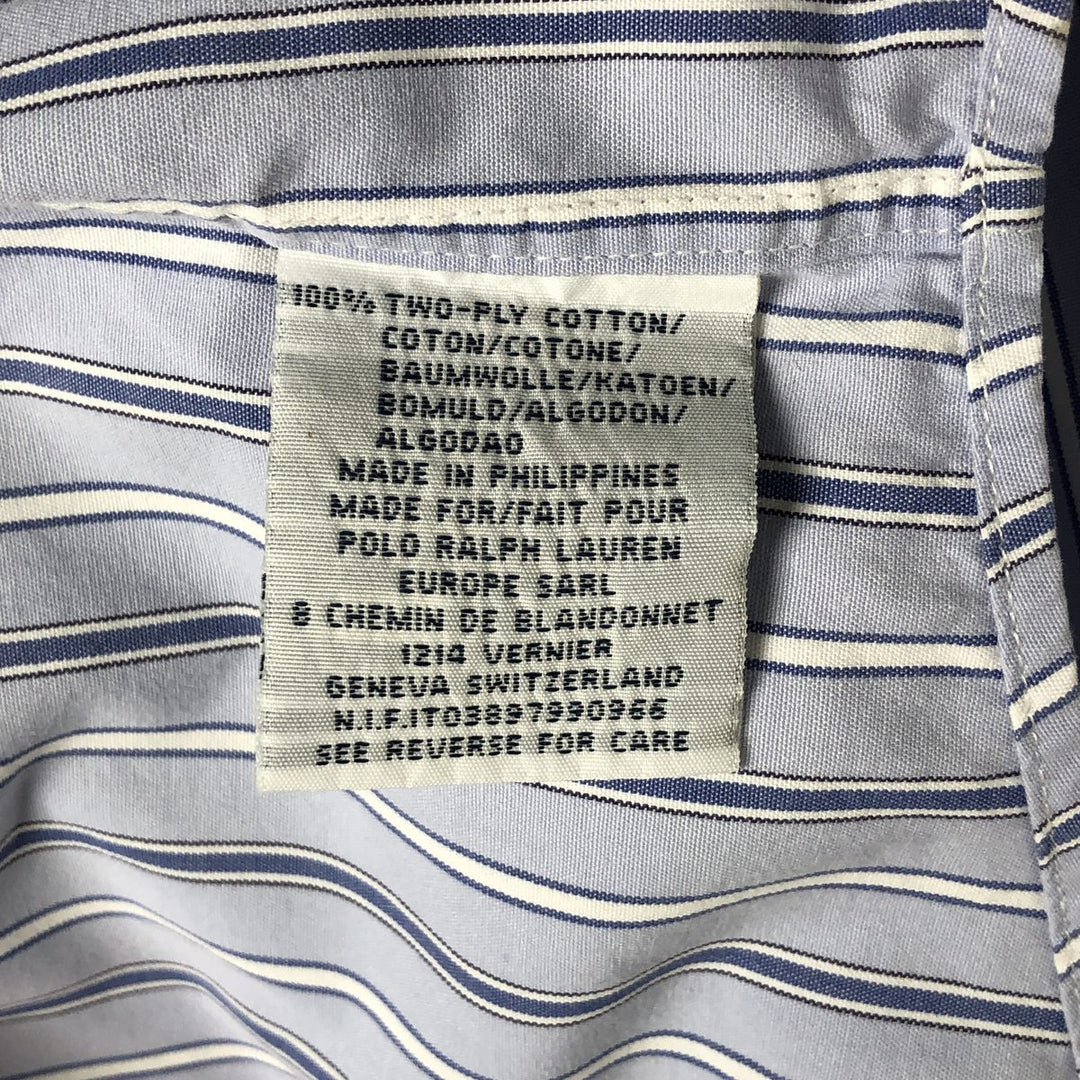 Ralph Lauren POLO by Ralph Lauren ELLINGTON short sleeve button down striped shirt men's XL size cotton blue type Vintage Second Hand