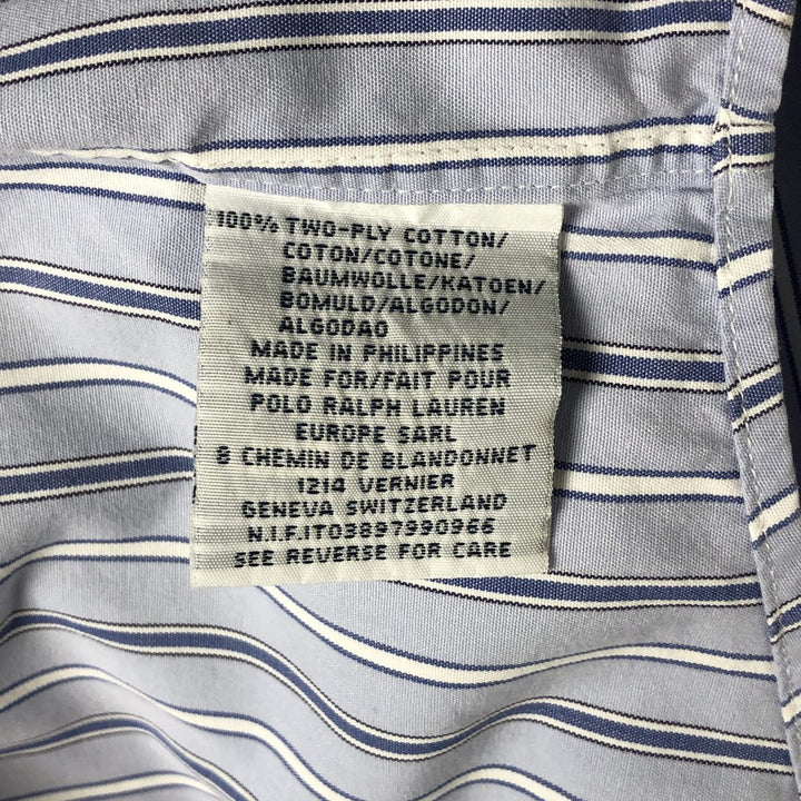 Ralph Lauren POLO by Ralph Lauren ELLINGTON short sleeve button down striped shirt men's XL size cotton blue type Vintage Second Hand