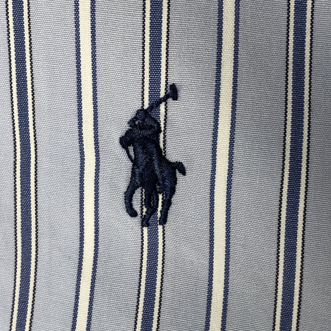 Ralph Lauren POLO by Ralph Lauren ELLINGTON short sleeve button down striped shirt men's XL size cotton blue type Vintage Second Hand