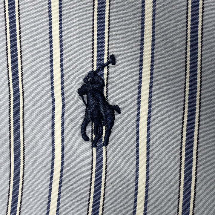 Ralph Lauren POLO by Ralph Lauren ELLINGTON short sleeve button down striped shirt men's XL size cotton blue type Vintage Second Hand