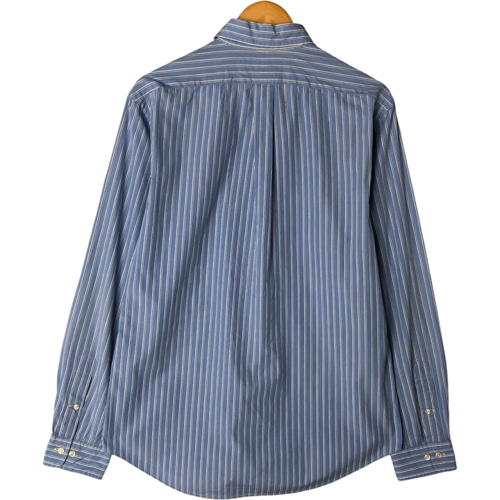 Ralph Lauren CUSTOM FIT long sleeve button down striped shirt men's size L cotton Blue type light blue Vintage Second Hand