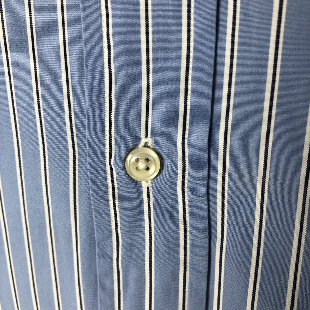 Ralph Lauren CUSTOM FIT long sleeve button down striped shirt men's size L cotton Blue type light blue Vintage Second Hand